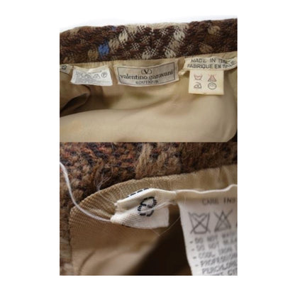 Valentino Boutique Tassel Trim Pixelated Checkered Wool Tweed Coat Skirt Set