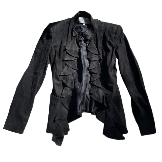 Yves Saint Laurent Suede Leather Ruffle Jacket