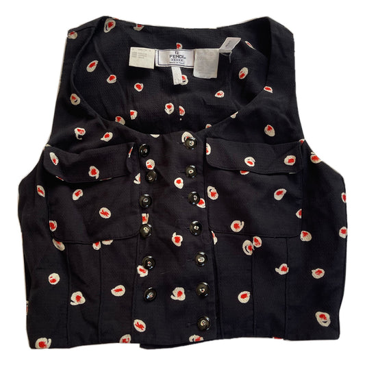 Fendi Print Pocket Double Breasted Crop Top