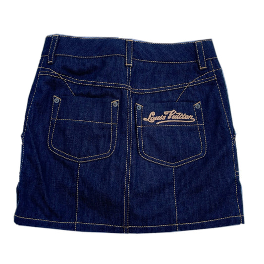 Louis Vuitton Denim Logo Embroidery Mini Skirt