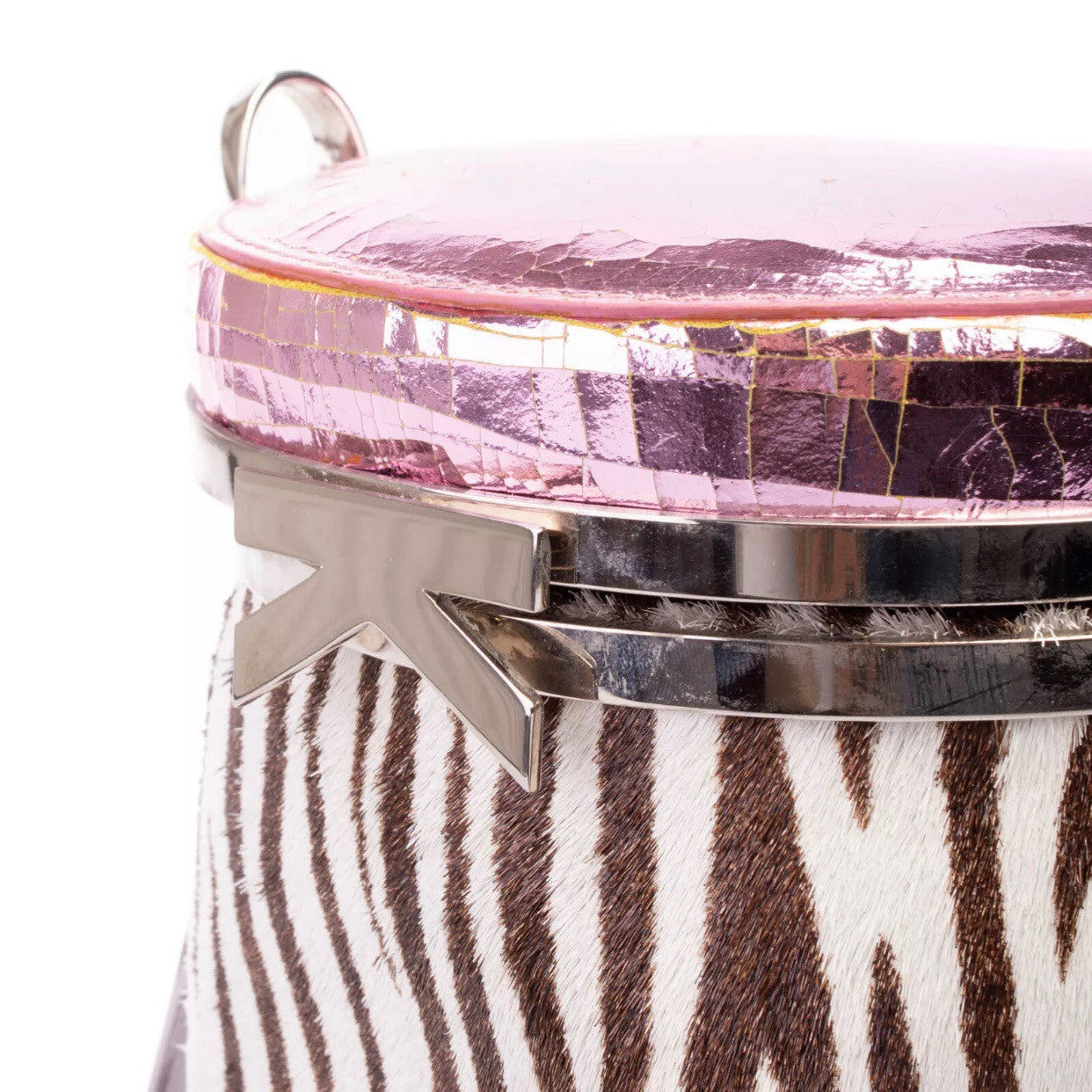 Kenzo Calf Leather Zebra Print Bucket Bag