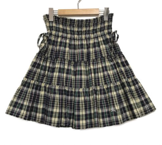 Burberry London Blue Label Checkered Tiered Pleat Shirring Skirt