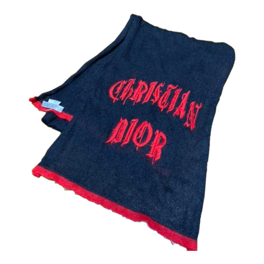 Christian Dior Gothic Font Logo Wool Scarf