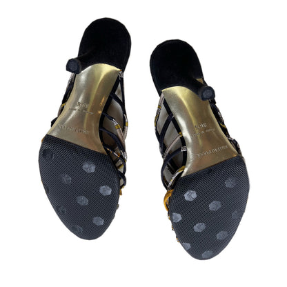 Emilio Pucci Pattern Satin Strappy Metal Ring Heels