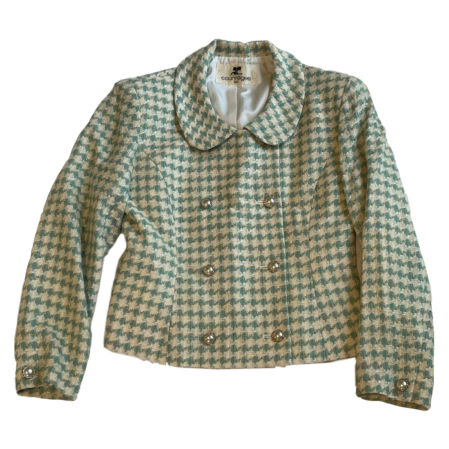 Courreges Tweed Pearl Button Jacket & Skirt Set