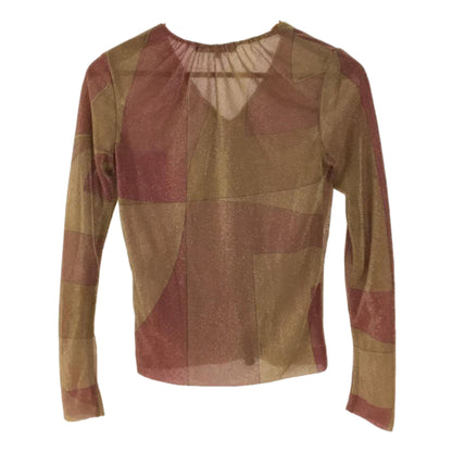 Gucci Glitter Sheer Abstract V Neck Lurex LS Top