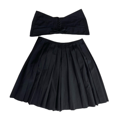 Jean Paul Gaultier Femme Pleated Skirt w Matching Lace Up Corset