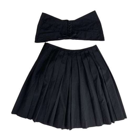 Jean Paul Gaultier Femme Pleated Skirt w Matching Lace Up Corset