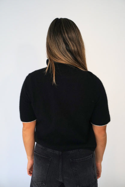 Burberry London Logo SS Knit Turtleneck Top