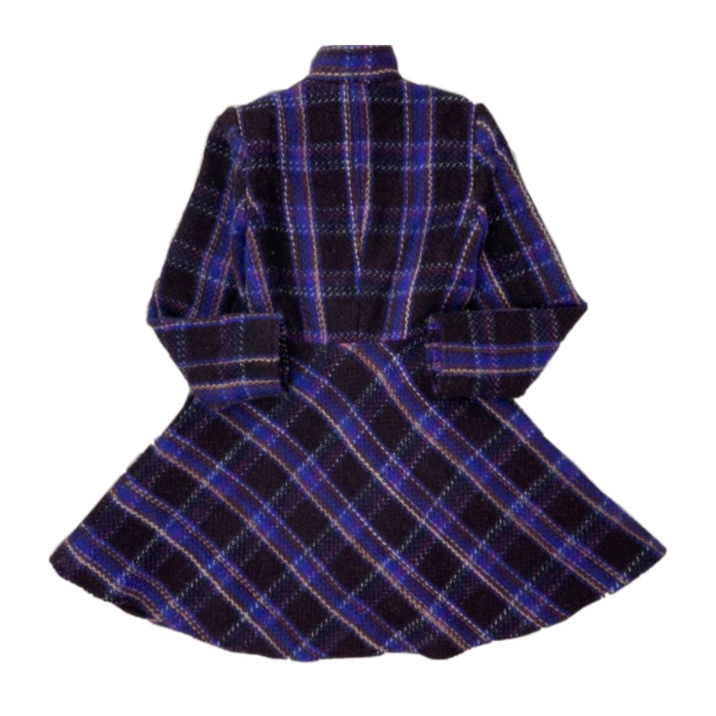 Miu Miu Check Tweed Snap Button Flare Coat