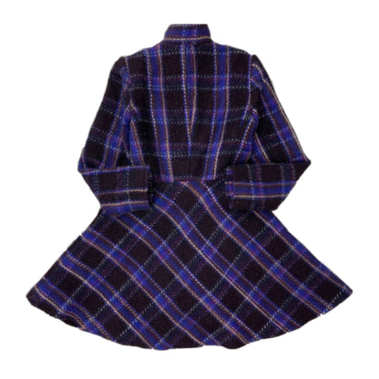Miu Miu Check Tweed Snap Button Flare Coat