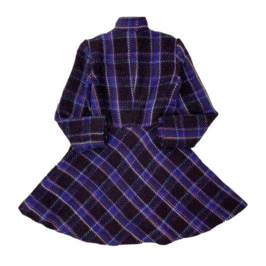 Miu Miu Check Tweed Snap Button Flare Coat