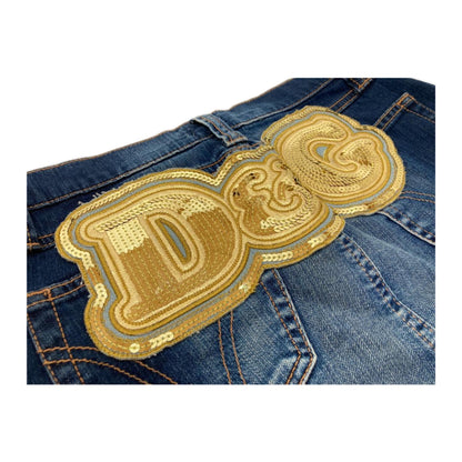 Dolce & Gabbana Sequin Logo Denim Mini Skirt
