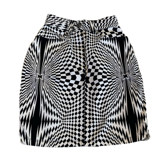 Versace Jeans Couture Psychedelic Checkered Denim Mini Skirt