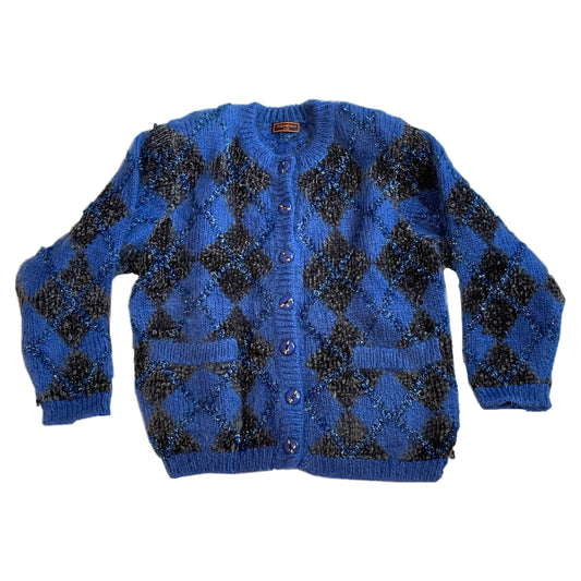 Yves Saint Laurent Argyle Tinsel Fluffy Cardigan