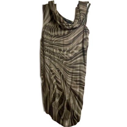 Gucci Abstract Neutral Landscape Silk Assymetrical Strap Dress