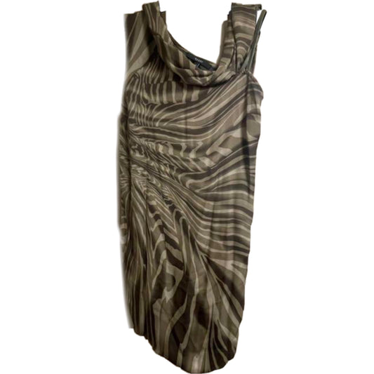 Gucci Abstract Neutral Landscape Silk Assymetrical Strap Dress