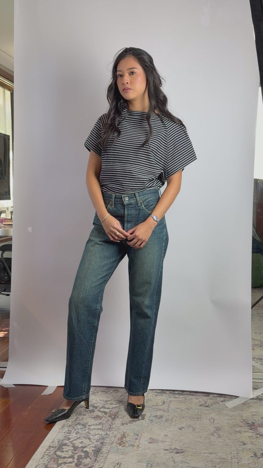 Issey Miyake APOC Striped Raglan Knit SS Top