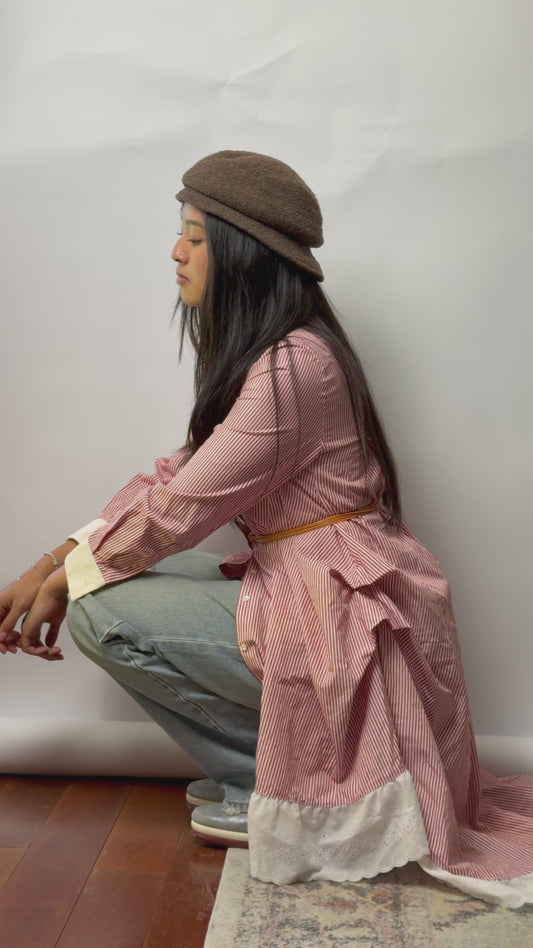 Jean Louis Scherrer Brown Tweed Short Brim Hat