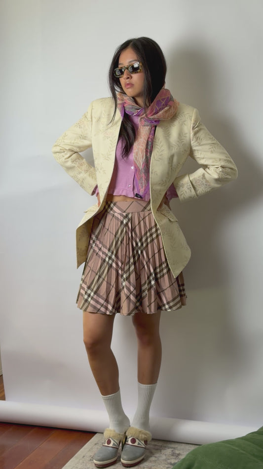 Burberry Blue Label Pink Checkered Pleat Skirt AW2009